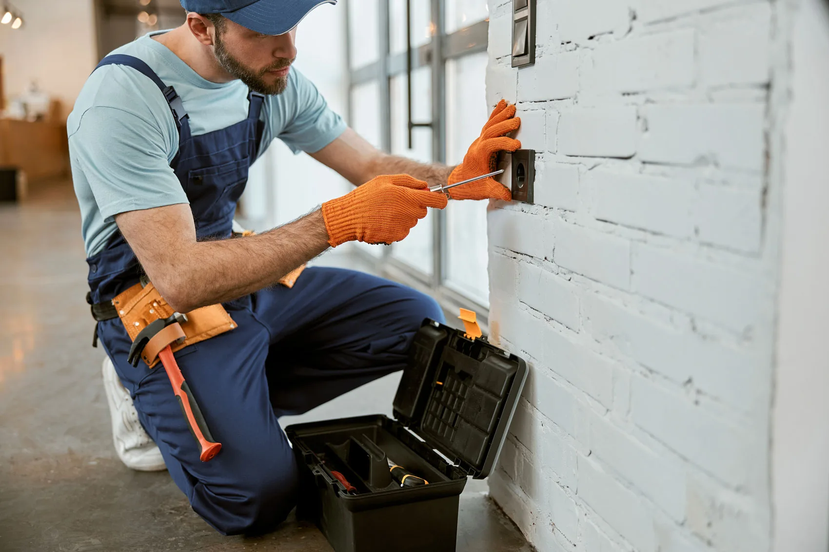 Electrical professional during installation